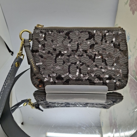 Coach Gray Sequin Wristlet - Picture 4 of 8